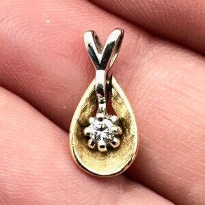 Womens Pendant 14K Yellow Gold White Topaz Teardrop Shaped